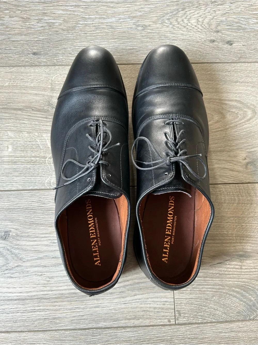 ALLEN  EDMONDS BENCH WELT PORT WASHINGTON BLACK LEATHER DRESS SHOES Size 13